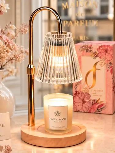 Funistree Lámpara Calentadora Velas, Candle Warmer Lamp, Regalo Mujeres | Regulable con Temporizador, Altura Ajustable, Calentador Eléctrico Sin Llama,Regalo Ideal para Mujeres, Decoración Hogar