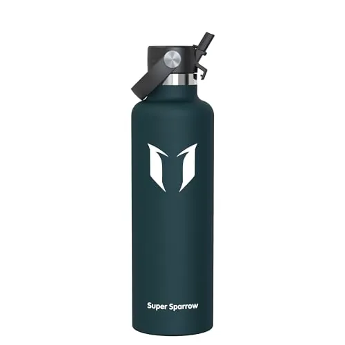Super Sparrow Botella Agua Acero Inoxidable - Botellas Termica 1000ml - Sin BPA - Termo Cantimplora con Pajita Vacío, para Deporte, Viaje, Escuela, Exterior, Oficina, Gimnasio