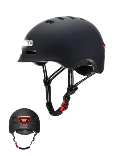 MAGIC SELECT Casco de Ciclismo con Luz Trasera Roja + Luz LED Frontal