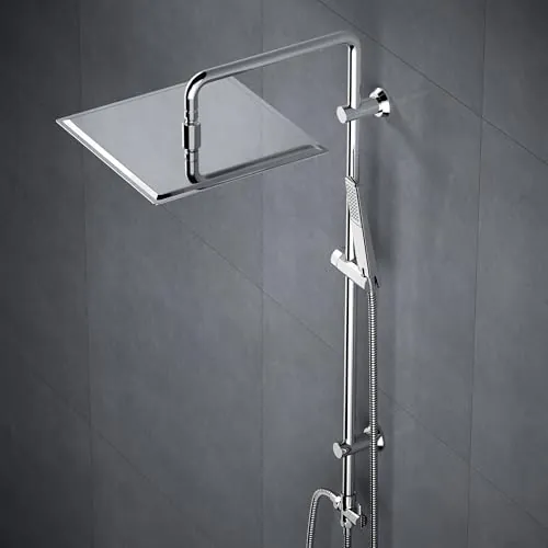 Görbach Columna de Ducha sin Grifo Set Ducha de Altura Ajustable Acero Inoxidable Sin Thermostato Monomando con Alcachofa Cabezal Ducha Lluvia en INOXI 30x30cm
