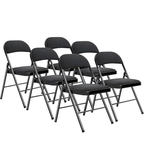 BULAGE Juego de 6 sillas apilables de jardín con marco de acero duradero, para casa y oficina, para balcón, camping, jardín, terrazas, color negro, 158 kg de carga