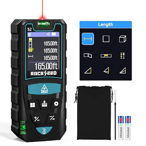 RockSeed Medidor Láser 50M,HD IPS Distancia Láser Digital con Sensor Ángulo