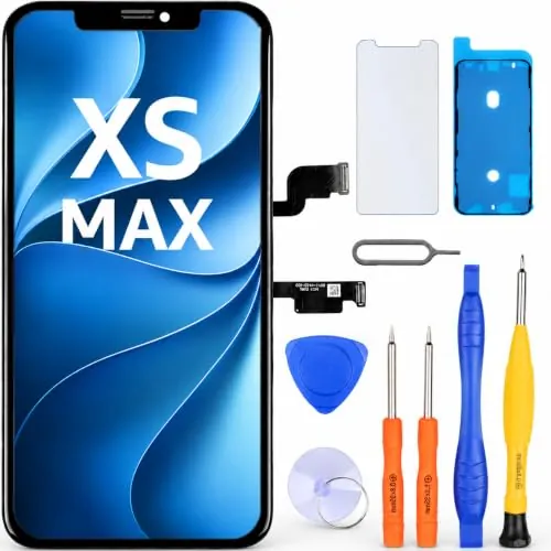 LL TRADER Pantalla para iPhone XS MAX LCD 6.5" y Kit de Reparación A | Marco de Montaje para Digitalizador Táctil 3D Touch con Pantalla FHD, con Cinta Adhesiva Impermeable y Protector