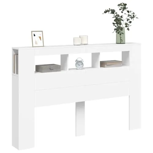 vidaXL Cabecero con LED Madera de ingeniería Blanco 160x18,5x103,5 cm