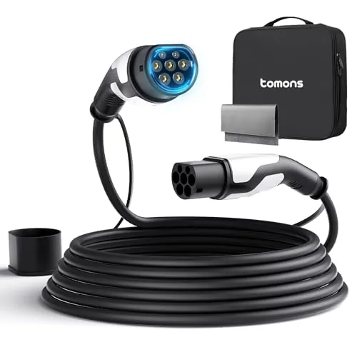 tomons Cable de Carga Coche Electrico Tipo 2, 22 KW 7M 32A Trifásica