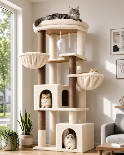 Globlazer C64 Árbol Rascador Beige Estable 163cm Rascador para Grande Gatos
