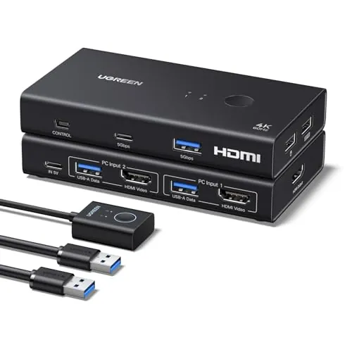 UGREEN Switch KVM HDMI 2.0 2 Entradas 1 Salidas 4K 60 Hz para 2 PC