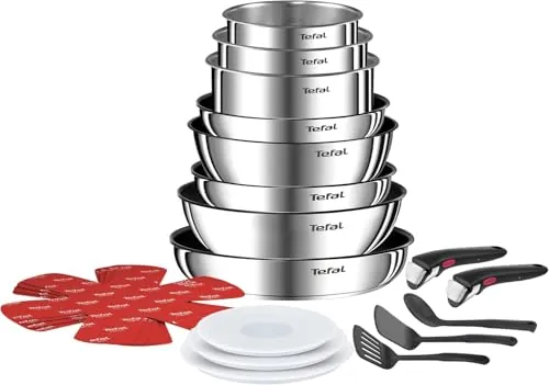Tefal Ingenio Emotion - Juego de 8 Piezas + 12 Accesorios, Acero inoxidable