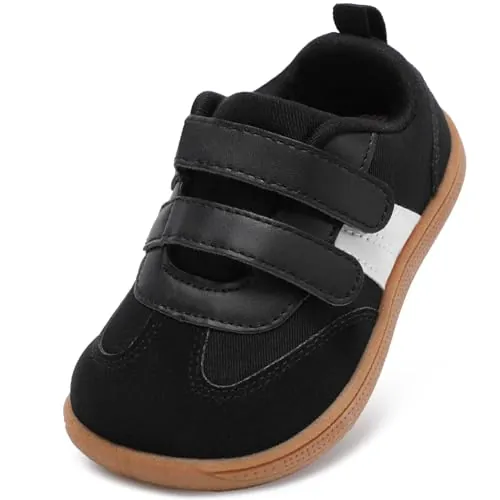 STQ KIDS Zapatillas Niño Barefoot Calzado Respetuoso Bebe Deportivas Clásicas Moda Primeros Pasos al Aire Libre para Mejor Regalo Negro 23 EU