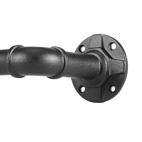 Soporte de Tubo Industrial para Cortina, Montaje en Pared y Techo, Negro, Estilo Vintage (（88-266CM）X2PACK)