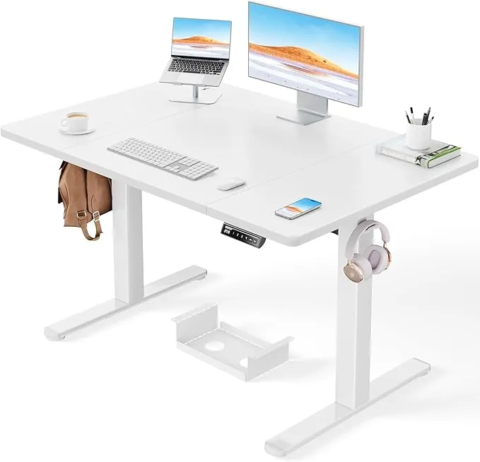ErGear Escritorio Eléctrico en altura120x80cm,100KG de Capacidad de Carga Escritorio Ajustable con avanzado Motor sin escobillas,Robusto armazón metálico,Tablero de Cuatro Partes