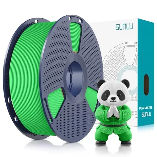 SUNLU Filamento PLA Matte 1.75mm, Filamento para Impresora 3D con Superficie Mate, Neatly Wound Filamento, Fácil de Usar, Bobina de 1kg(2.2lbs) de Filamento PLA para Impresoras FDM 3D,Verde Mate