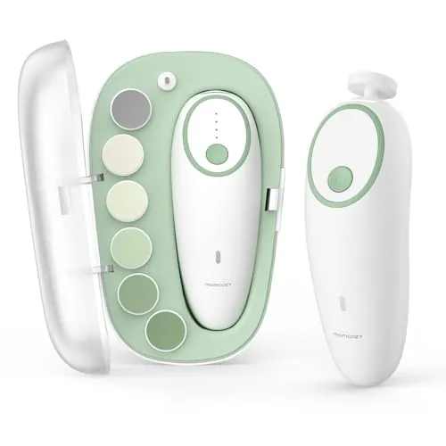 Momcozy Lima de Uñas Eléctrica para Bebés, Cortauñas Eléctrico Suave para Bebés Recargable, Cortauñas Eléctrico para Bebés, 7 Cabezales de Pulido de Repuesto