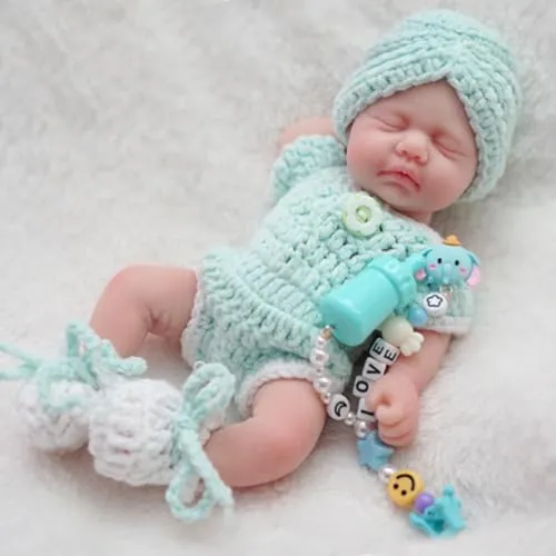 MYREBABY Mini muñeca bebé Reborn de 7 Pulgadas y 17,78 cm, muñeca recién Nacida Realista de Silicona para Dormir con los Ojos Cerrados, con Conjunto de Ropa y Accesorios