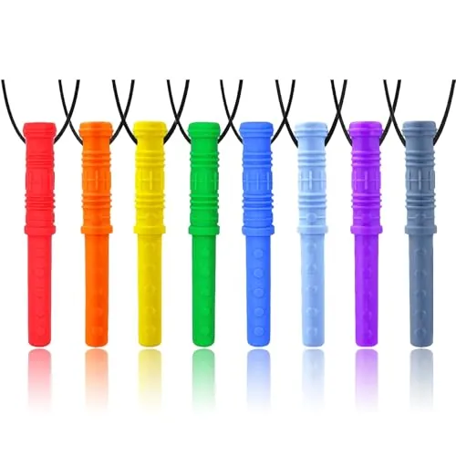 GNAWRISHING - Collares sensoriales para masticar niños autistas niñas y niños, TDAH, niños pequeños, adultos (forma cilíndrica)