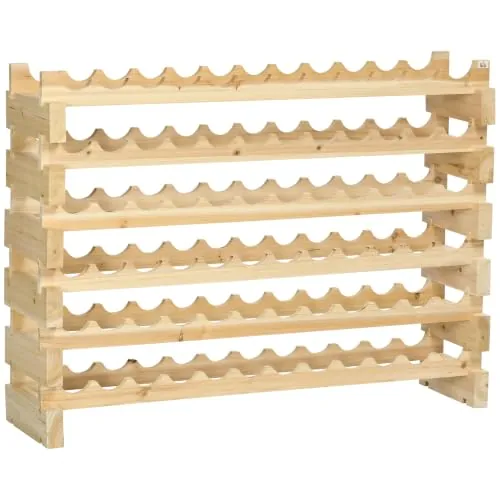 HOMCOM Botellero Vino 72 Botellas Carga 100 kg 114x28x85 cm Madera Natural