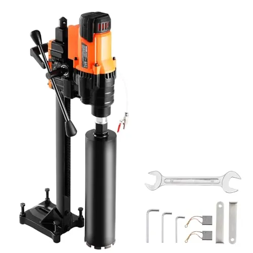 VEVOR Taladro de núcleo Vertical de 20-250 mm de Diámetro de Perforación con Soporte y Broca para Taladro de Núcleo Taladro de Núcleo de Hormigón de 3200 W Uso Húmedo y Seco para Hormigón, Ladrillo