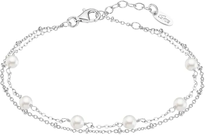LOTUS SILVER Pulsera Plata Mujer LP3477-2/1 de Primera Ley 925 ml Perlas - Sofisticado Brazalete con Pulido y Acabado Refinado - Ideal para Regalo de Cumpleaños - Aniversario - Ocasiones Especiales