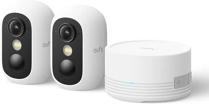 eufy Security eufyCam C35 cámara de vigilancia WiFi Exterior e Interior, Montaje magnético, visión Nocturna en Color, Almacenamiento Local, IP67, sin cuotas mensuales, Kit de 2 cámaras, Blanco