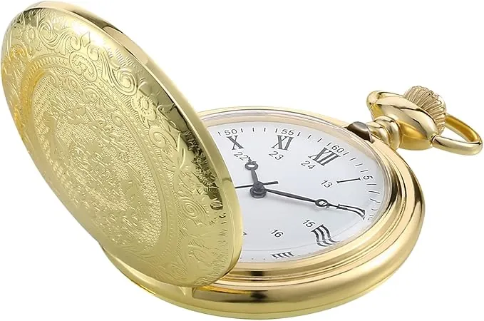 Pangda Reloj de Bolsillo Vintage de Acero para Hombre con Cadena para el día del Padre, Uso Diario