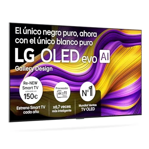 LG OLED65G54LW - TV 65", OLED EVO 4K, Smart TV AI G5, WebOS 25, Super Upscaling, Dolby Vision y Dolby Atmos, AMD FreeSync, Alexa/Google Assistant, Negro
