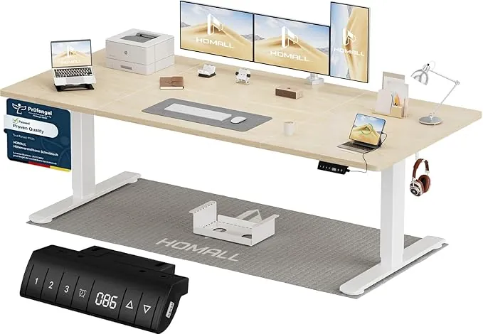 Homall 200x80 CM Escritorio Elevable Regulable en Altura，Escritorio de Pie con Tablero de Cuatro Partes, Mesa Ordenador con Función de Memoria