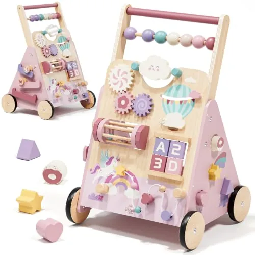 Lehoo Castle Andador Bebé de Madera, Caminador Montessori Unicornio
