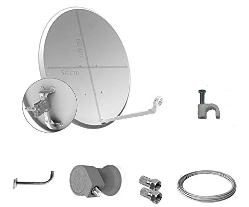 Tecatel K60C1LSCC - Kit parabólica, suporte, LNB Universal, cable y conectores, 60 cm, color blanco