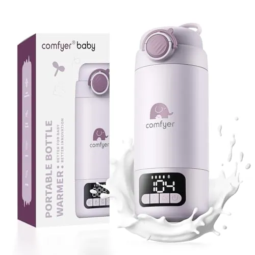 Comfyer BW02 Calientabiberones Calienta biberones Portátil con Batería 16000mAh y Esterilizador Integrado Calentador Rápido para Leche y Agua, 2 Modos de Calentamiento, 500ml Ideal para Casa y Viajes