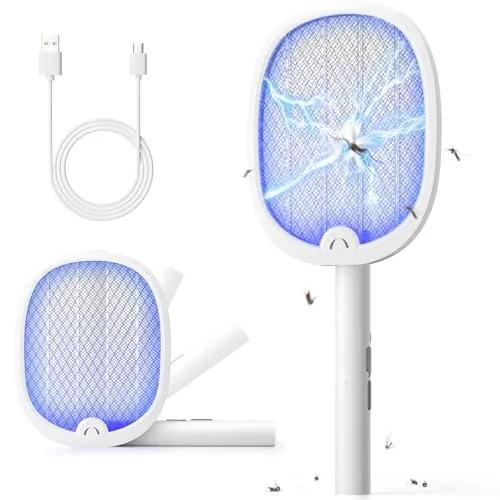 YISSVIC Raqueta Mosquitos Electrica Plegable 2 en 1 4000V 1800mAh