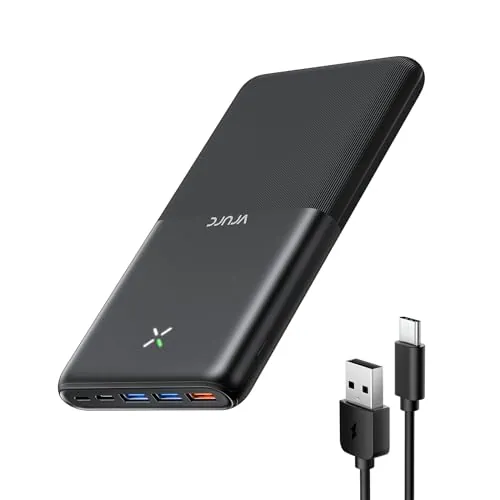 VRURC Power Bank, 30000 mAh 22,5W Bateria Externa Carga Rapida, USB C In & Out Cargador Portatil con 3 Entrada & 4 Salida, Powerbank Fast Chagring Compatible con iPhone 17 16 15 14 Pro Max/iPad/Xiaomi