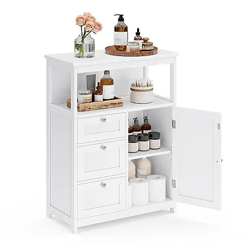 VASAGLE Mueble de Baño con 3 Cajones, Estantes Regulables, 60 x 30 x 80 cm