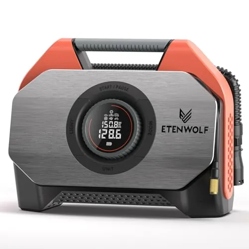 ETENWOLF S6 19200 mAh Inflador Ruedas Coche - 11,03 Bar Compresor Aire Portatil - 7 Modos para Coche y Objetos Inflables - Bomba de Aire Eléctrica