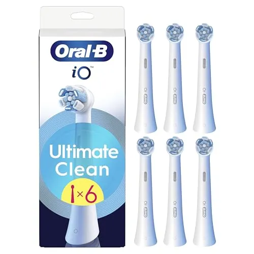 Oral-B Series iO Ultimate Clean Cabezales De Recambio Originales, Pack de 6 Recambios Blancos Para Cepillos De Dientes Eléctricos Oral-B iO, Eliminación Profunda De La Placa Bacteriana