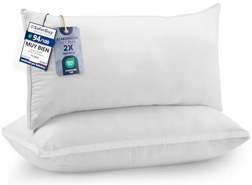 Utopia Bedding Almohada 40 x 80 cm Pack de 2, Microfibra, Blanco