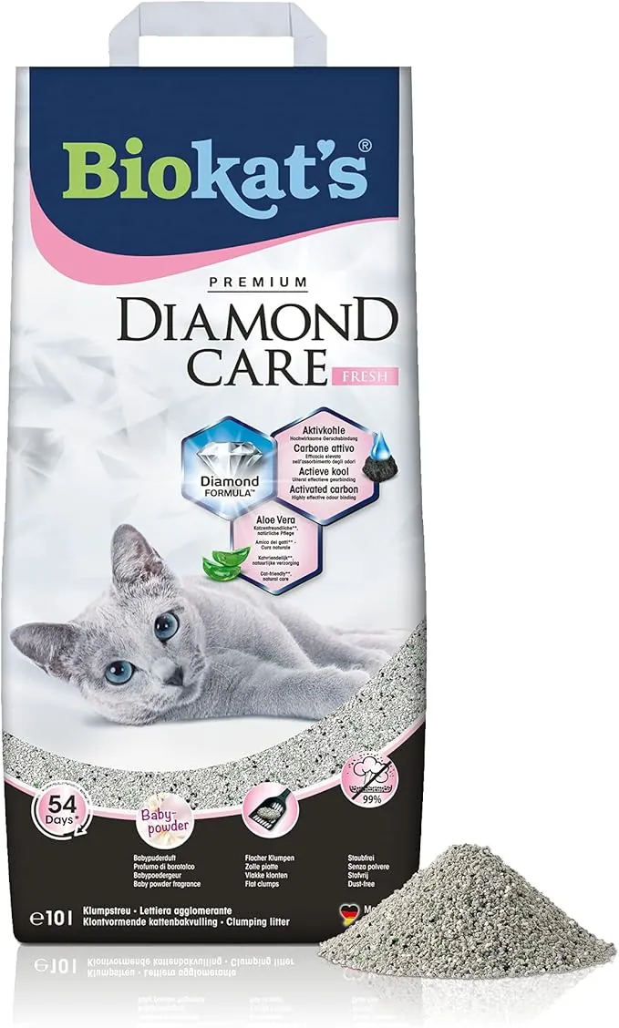 Biokat's Diamond Care Fresh, con fragancia - Arena fina con carbón activo y aloe vera 1 saco (1 x 10 l)