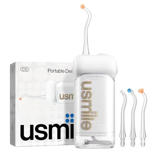 usmile Irrigador bucal portátil C10 - 95 días de batería, 4 modos de limpieza, 180 ml, IPX7 resistente al agua, ideal para viajes, aparatos ortopédicos, implantes y encías