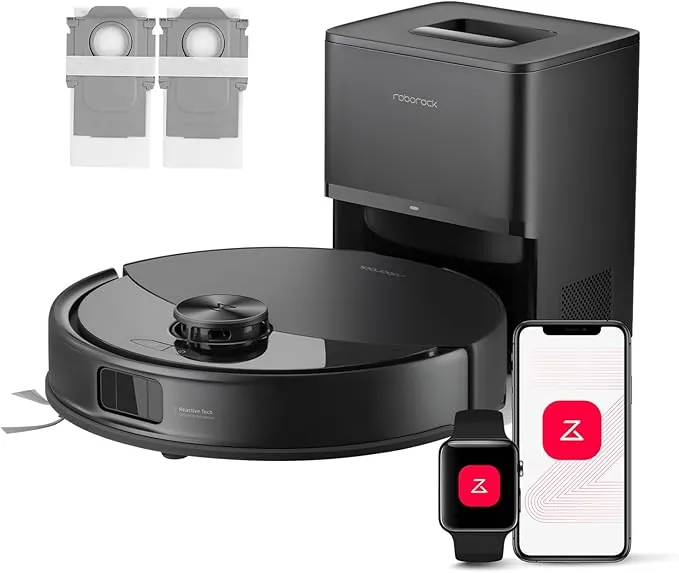 roborock Q10 S5+ Set Robot Aspirador y Fregasuelo 2 en 1 de 10000 Pa, Doble Sistema Antienredos, Obstacle Avoidance, 7 Weeks Self-Emptying, Navegación PreciSense LiDAR, Control por App, Negro