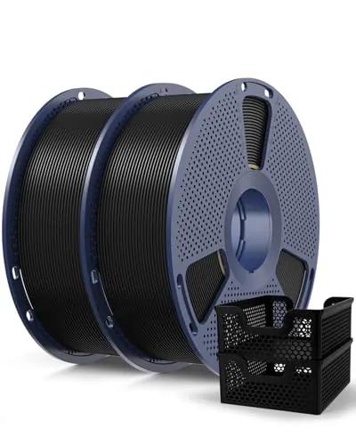 SUNLU PLA Plus 2.0 Filamento para Impresora 3D Rápido 2KG, PLA+ Mejorado para Impresión Rápida (50-600mm/s), 1.75mm Precisión ±0.02mm, 2 Bobinas de 1kg (Negro+Negro)