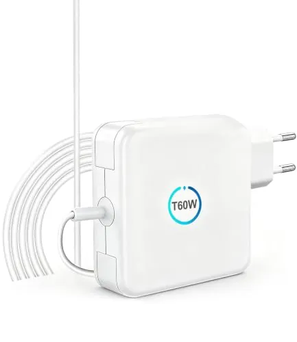 Cluvox Cargador Rápido T-Tip 60W Compatible con MacBook Pro,Adaptadores para Ordenadores Portátiles,Compatible con MacBooks Air/Pro 11 y 13 Pulgadas (2012-2017),Modelos A1425,A1435,A1502