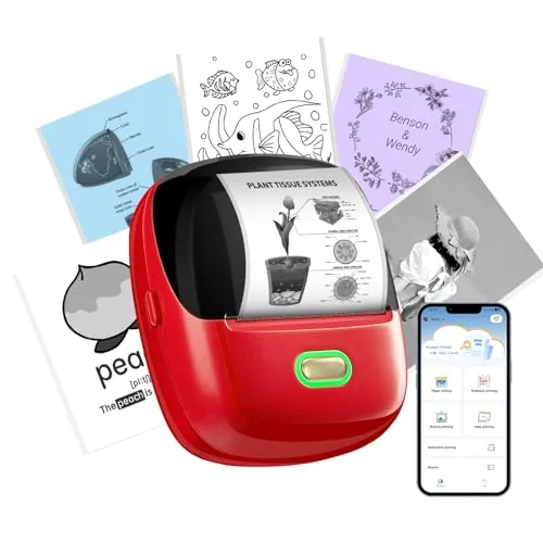 ORGSTA S002 Etiquetadora Adhesivas Bluetooth Mini Impresora Etiquetas | 300 dpi Portatil Maquina Aautoadhesivas para la Oficina, Escuela, Tienda