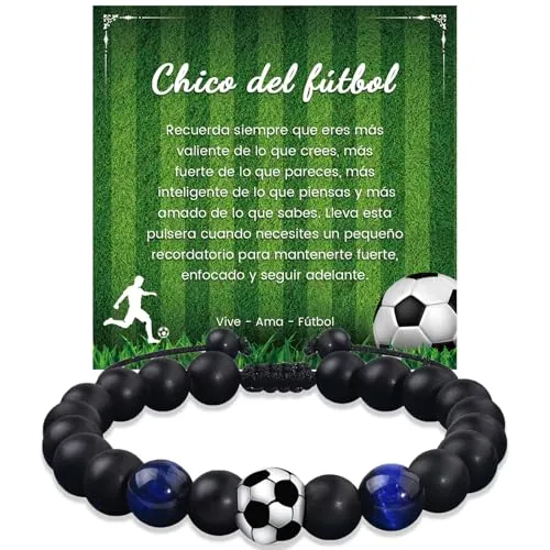 YELUWA Regalos de Fútbol Para Niños, Regalos de Pulsera de Fútbol, Regalos de Fútbol para Hijo Adolescente Nieto Sobrino Hermano 5 6 7 8 9 10 11 12 Años Cumpleaños para Niños Pulsera de Fútbol