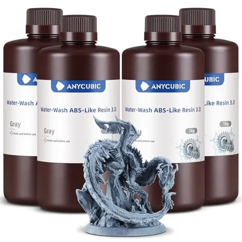 ANYCUBIC Water-Wash ABS-Like 3.0 Resina 3D, lavable con Agua,Gris, 1kg