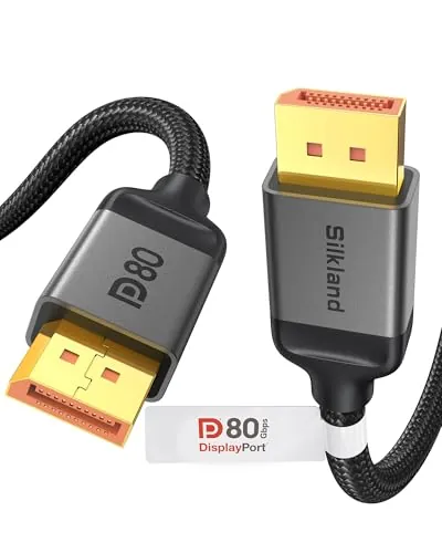 Silkland Cable DisplayPort 2.1 80Gbps 1M, 4K@540Hz 8K@240Hz 16K DP Cable