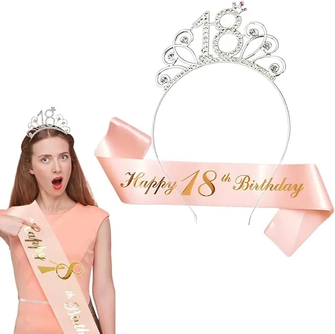 cumpleaños mujer Decoration Banda cumpleaños and Tiara, Banda y tiara de cumpleaños número, Rose Gold corona cumpleaños Regalos cumpleaños de la mujer, regalos para fiesta de cumpleaños