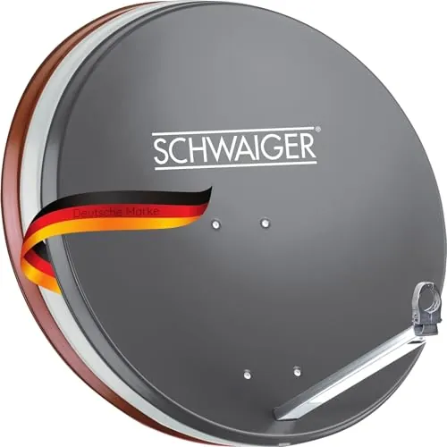 Schwaiger 714197 Digital Sat antena (75 x 85 cm) con LNB de brazo y Mash Projector, antracita, espejo de aluminio – para recibir DVB-S/S2 en Full HD, 3d y 4 K (Ultra HD)