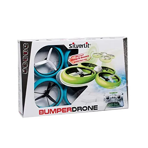 FLYBOTIC by Silverlit – Bumper Drone antigolpes 40 cm – Modelo Aleatorio Azul o Verde – Juguete Volante – Uso Interior/Exterior