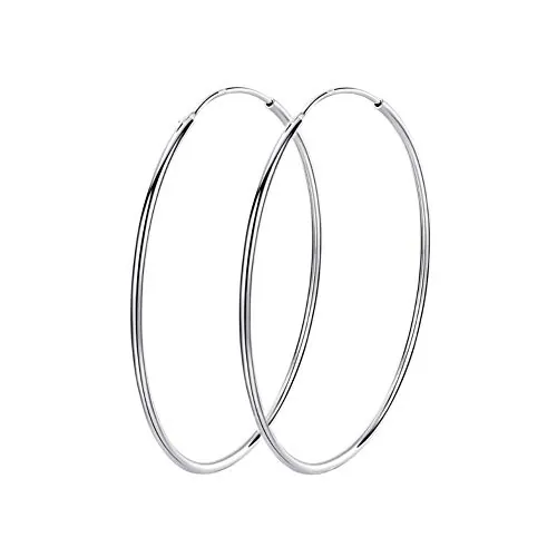 Pendientes de aro grandes de plata de ley S925 circular, delicados, hipoalergénicos, para mujeres y niñas, regalos de moda de Navidad, 80 mm