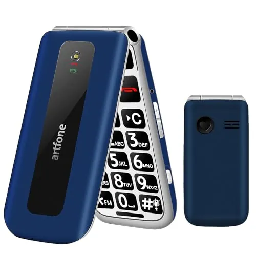 artfone F20 Azul - 2G gsm Teléfono móvil de Tapa para Mayores丨Botones y Teclas Grandes丨Pantalla 2,4" 丨Llamada Rápida丨Movil para Mayores丨Botón SOS丨Bateria 1300mAh丨Doble SIM丨USB-C丨Volumen Alto丨Bluetooth