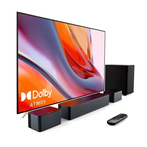 ULTIMEA Barra de Sonido 5.1 con Dolby Atmos, Subwoofer y 2 Altavoces Traseros, Sistema de Sonido Envolvente 3D para TV, Bluetooth 5.3 y Graves Ajustables, 410W, Poseidon D60